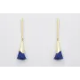 Pendientes listón dorado mate con fleco azulón cas