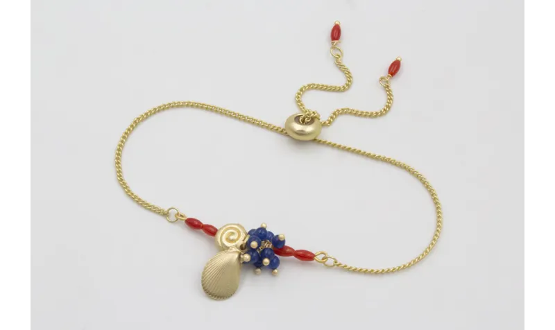 Pulsera regulable cadena eslabón plano dorado mate