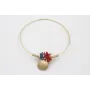 Pulsera rigida dorada brillo con nudo macramé oro 