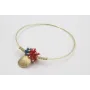 Pulsera rigida dorada brillo con nudo macramé oro 