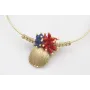 Pulsera rigida dorada brillo con nudo macramé oro 