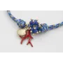 Pulsera nudo corredizo de driza azul y dorado con 