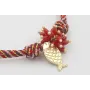 Pulsera nudo corredizo de driza rojiza y rosa con 