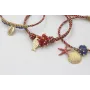 Pulsera nudo corredizo de driza rojiza y rosa con 