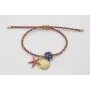 Pulsera de driza rojiza y rosa con concha, estrell