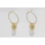 Pendientes aro mediano con perlas cosidas alrededo