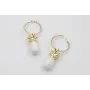 Pendientes aro mediano con perlas cosidas alrededo