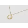 Collar cadena perlas con colgante disco doarado ma