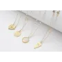 Collar cadena perlas con colgante disco doarado ma