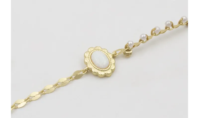 Pulsera cadena eslabón ovalado aplastado con entre