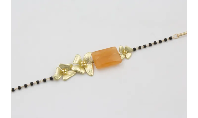 Pulsera cadena miyuki negro con eslabón alargado c