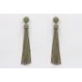Pendientes perno media bola y fleco abalorio color