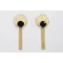 Pendientes perno hoja concava dorada mate con flor