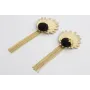 Pendientes perno hoja concava dorada mate con flor