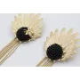 Pendientes perno hoja concava dorada mate con flor