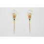 Pendientes perno aro con rama dorado mate, fleco c