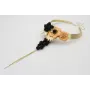 Collar lamina dorado mate con fleco bolas de abalo