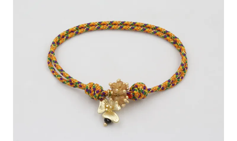 Pulsera nudo corredizo de driza naranja y verde co