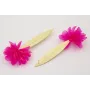 Pendientes hoja alargada dorada mate con flor lent