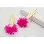 Pendientes hoja alargada dorada mate con flor lent
