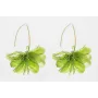 Pendientes V dorado mate con flor lentejuelas oval