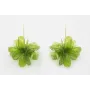 Pendientes V dorado mate con flor lentejuelas oval