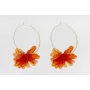 Pendientes aro grande dorado mate con flor lenteju
