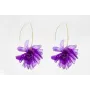 Pendientes V dorado mate con flor lentejuelas oval