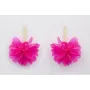 Pendientes perno listón dorado mate con flor lente