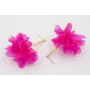 Pendientes perno listón dorado mate con flor lente
