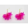 Pendientes perno listón dorado mate con flor lente