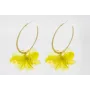 Pendientes aro labrado dorado mate con flor lentej