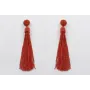 Pendientes perno media bola y fleco abalorio color