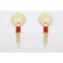 Pendientes colgante disco estriado dorado mate con