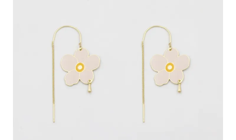 Pendientes curva con cordón dorado mate con colgan