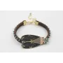 Pulsera cuero cosido relleno marrón con polilla ve