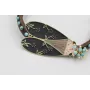 Pulsera cuero cosido relleno marrón con polilla ve