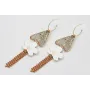 Pendientes aro con bolita dorado mate colgante pol