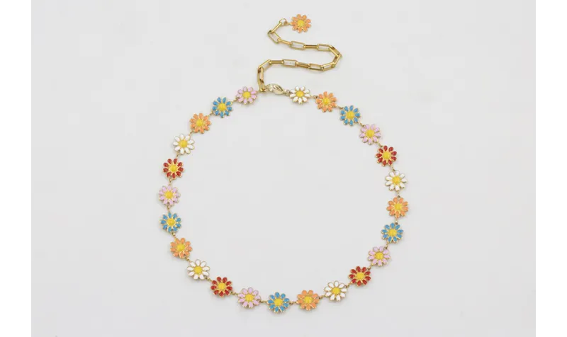 Collar acero inoxidable cadena de margaritas esmal