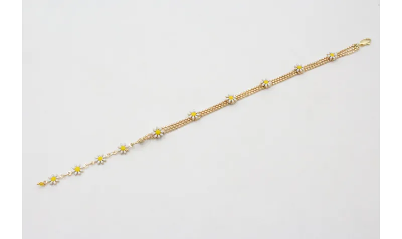 Pulsera cadena facetadas triple dorado mate con ma