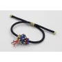 Pulsera de cordón trenzado azul marino con aritos 
