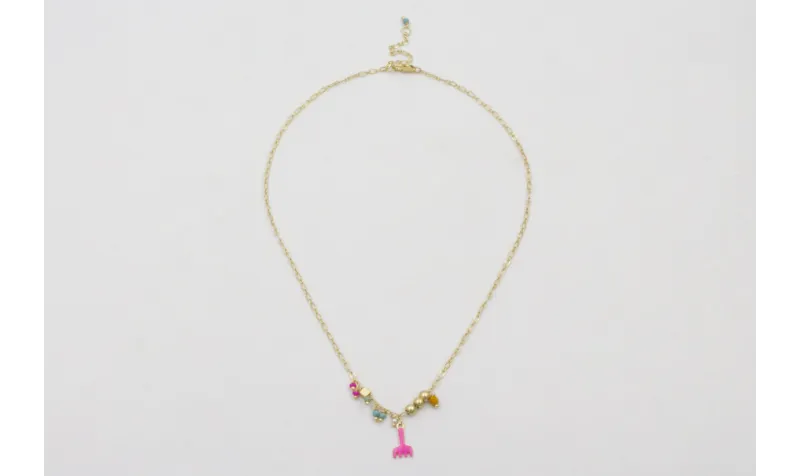 Collar cadena eslabón ovalado dorado mate con colg