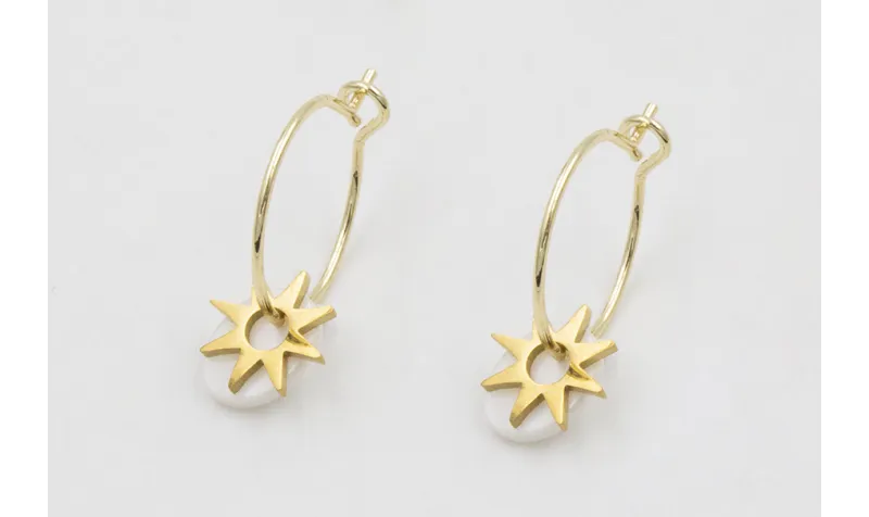 Pendientes acero inoxidable aro pequeño con estrel