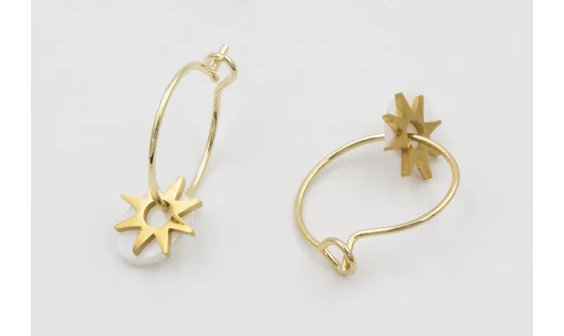 Pendientes acero inoxidable aro pequeño con estrel