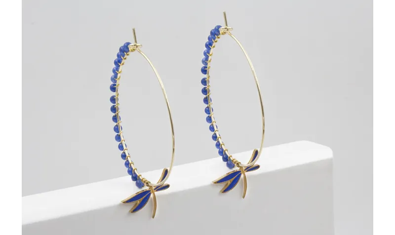 Pendientes acero inoxidable aro grande con libelul