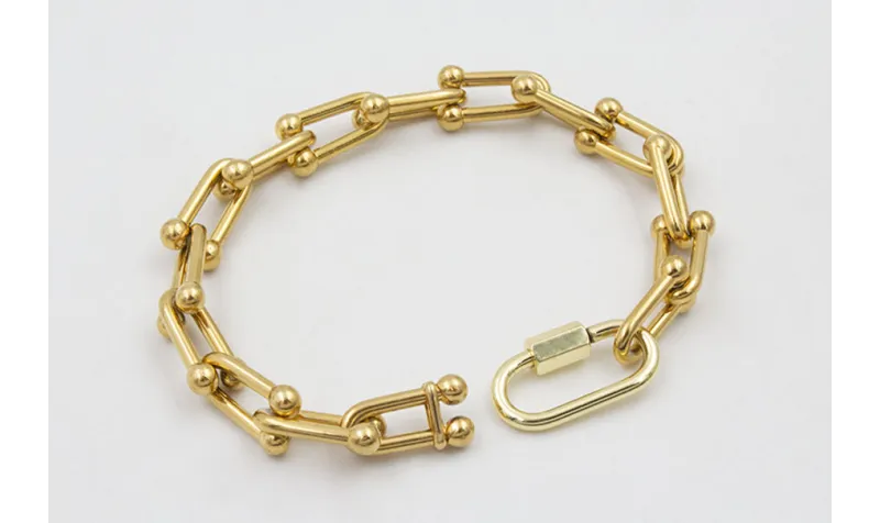 Pulsera acero inoxidable cadena eslabón herradura 