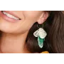Pendientes aro mediano dorado mate con colgante al