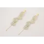 Pendientes perno listón dorado mate con cadena lis