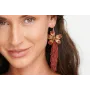 Pendientes semi aro satinado dorado y brillos con 
