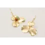 Pendientes aro bolita dorado mate con colgante flo